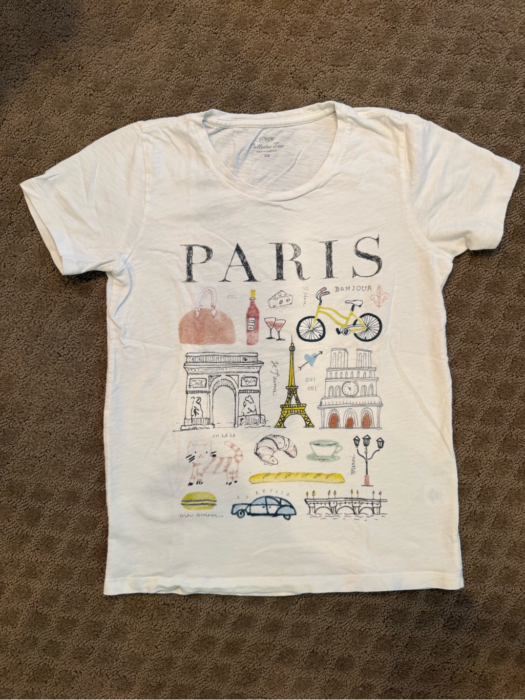 J. Crew White 'Paris' Graphic Short Sleeve Tee